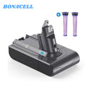 Upgraded 21.6V 6000Mah For V6 Battery Replacement | For V6 Battery Replacement 1 Pack With 2 Filters